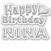 Nina Happy Birthday silver Aufkleber Sticker (Voorkant)