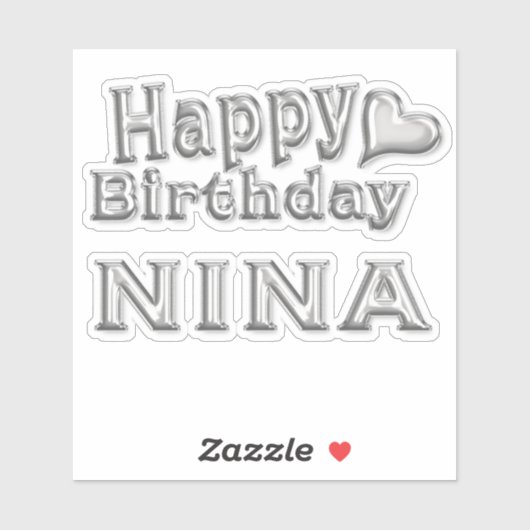 Nina Happy Birthday silver Aufkleber Sticker (Vel)