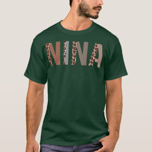Nina Leopard print mam Cute Moederdag Funny Gran T-shirt