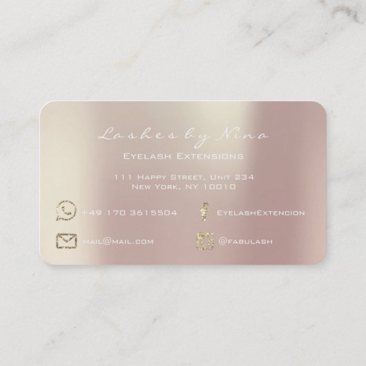 Nina Makeup Eyebrow Lashes Glitter Pink Luxury Visitekaartje (Achterkant)