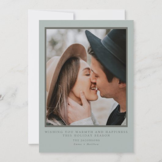 NINA Modern Boho Sage Green Photo-kerstkaart Kaart (Achterkant)