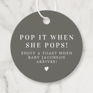 NINA Modern Boho Sage Green Pop IT Baby shower Bedankjes Labels