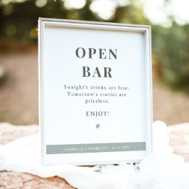 NINA Modern Sage Green Open Bar Weddenschap Poster