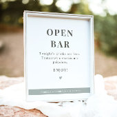 NINA Modern Sage Green Open Bar Weddenschap Poster