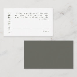 NINA Moderne Minimale Sage Green Diaper Raffle Plaatskaartje