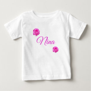 Nina, naam met roze rozen,