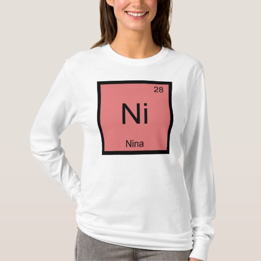 Nina Name Chemistry Element Periodic Table T-shirt (Voorkant)