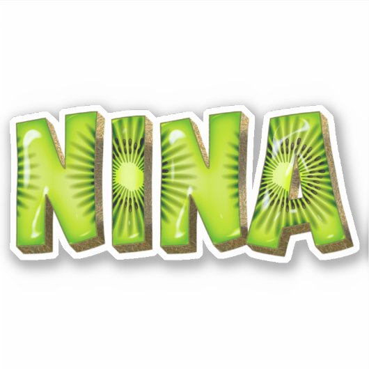 Nina Name Kiwi Design Aufkleber Sticker (Voorkant)