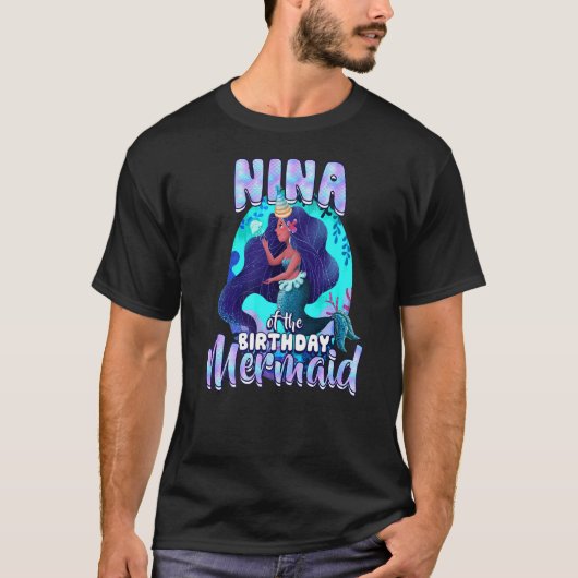 Nina of the Birthday Mermaid Matching Family Party T-shirt (Voorkant)