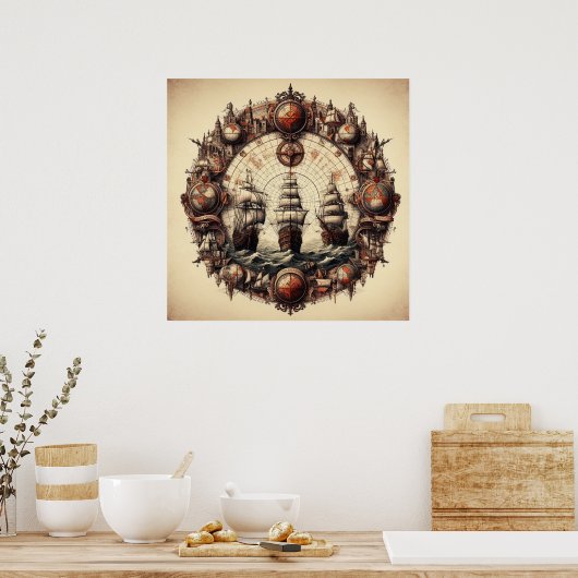 Nina - Pinta - Santa Maria - Christopher Columbus Poster (Keuken)