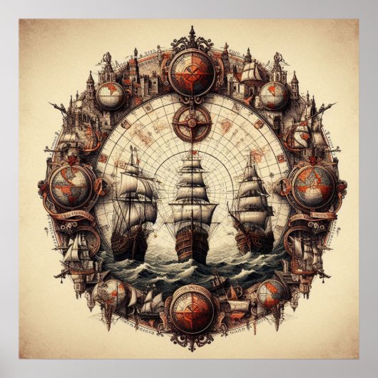 Nina - Pinta - Santa Maria - Christopher Columbus Poster (Voorkant)