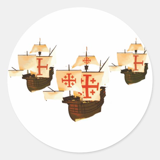 Nina Pinta & Santa Maria Ronde Sticker (Voorkant)