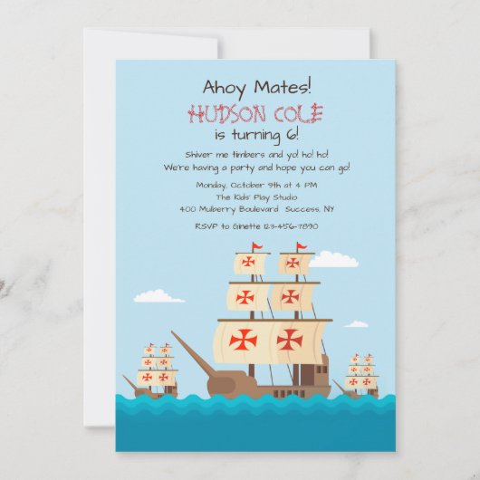 Niña, Pita en Santa Maria Uitnodiging (Voorkant)