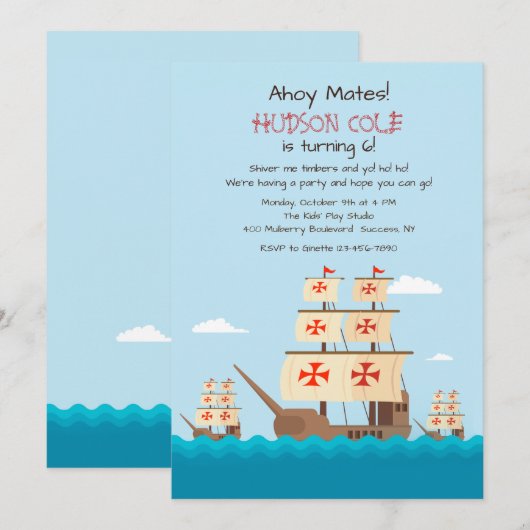 Niña, Pita en Santa Maria Uitnodiging (Voorkant / Achterkant)