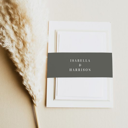 NINA Sage Green Bohemian Minimalistische buikband Uitnodigingen Wikkel