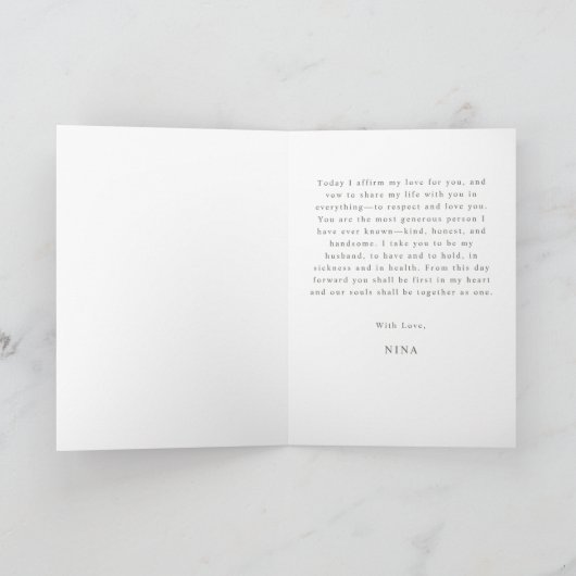 NINA Sage Green Boho her Wedding Vow Book Kaart (Binnen)