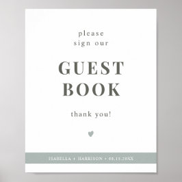 NINA Sage Green Gelieve ons Guestbook te onderteke Poster