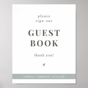 NINA Sage Green Gelieve ons Guestbook te onderteke Poster