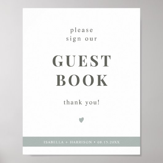 NINA Sage Green Gelieve ons Guestbook te onderteke Poster (Voorkant)