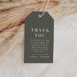 NINA | Sage Green Minimalist Bohemian Favor Tag Cadeaulabel<br><div class="desc">Dit label met een cadeaubon is voorzien van een grijsgroene kleurkoppeling en een modern,  minimalistisch ontwerp. Bewerk eenvoudig alle formuleringen om tegemoet te komen aan de behoeften van uw baby shower,  vrijgezellenfeest,  bruiloft,  repetitief diner of andere evenementen.</div>