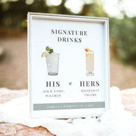 NINA Sage Green Signature Drank Zijn en Haar Bord  Poster