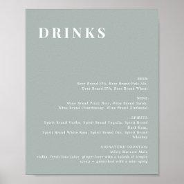 NINA Saliegroen modern bar menuschild Poster