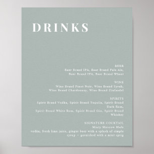 NINA Saliegroen modern bar menuschild Poster