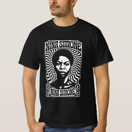 Nina Simone – Psychedelische vintageposter T-shirt (Voorkant)