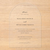 Nina Simple Elegant Wedding Sla de datum op Acryl Uitnodigingen (Voorkant)