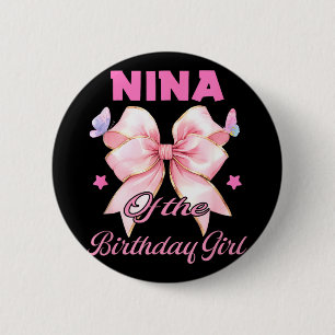 Nina verjaardag meisje bijpassende coquette roze s ronde button 5,7 cm