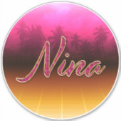 Nina Vorname Name golden pink Aufkleber Sticker (Voorkant)