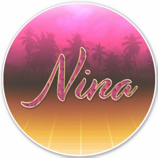 Nina Vorname Name golden pink Aufkleber Sticker (Voorkant)