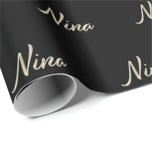 Nina white gold Handwriting Geschenkpapier Cadeaupapier (Rol Hoek)