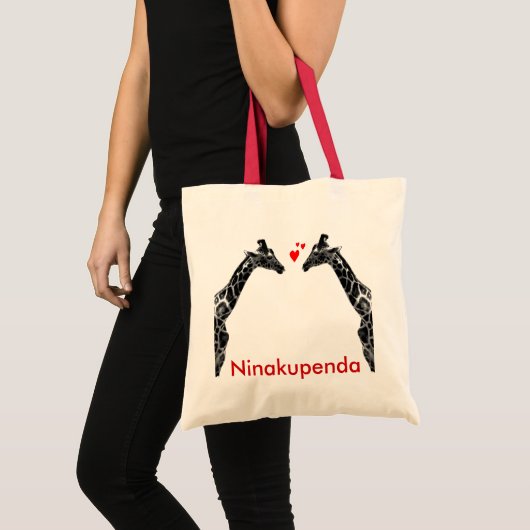 Ninakupenda "Ik hou van je" giraffe tas (Voorkant (product))