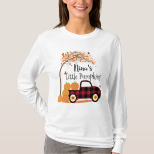Nina's kleine pompoenen rode vrachtwagen herfst t-shirt