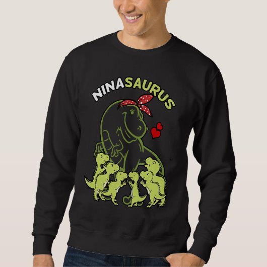 Ninasaurus Nina 6 Kinderen Dinosaurus Moederdag Trui (Voorkant)