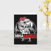 Ninasaurus t rex dinosaurus nina saurus moederdag kaart (Gele Bloem)