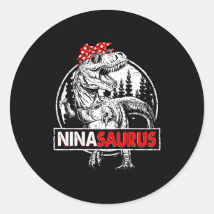 Ninasaurus t rex dinosaurus nina saurus moederdag ronde sticker