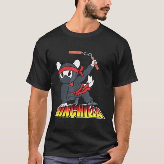 Ninchilla Ninja Chinchilla Pun Cute Rodent T-shirt (Voorkant)