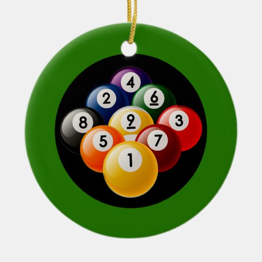 NINE BALL BILLIARDS RACK KERAMISCH ORNAMENT (Voorkant)