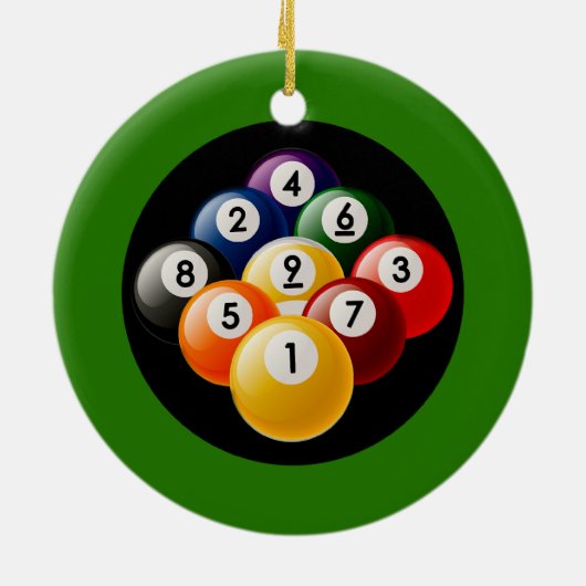 NINE BALL BILLIARDS RACK KERAMISCH ORNAMENT (Achterkant)