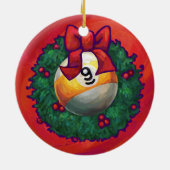 Nine Ball in kerstmis Wreaton Red Keramisch Ornament (Achterkant)