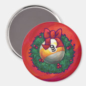 Nine Ball in kerstmis Wreaton Red Magneet (Voorkant / Achterkant)