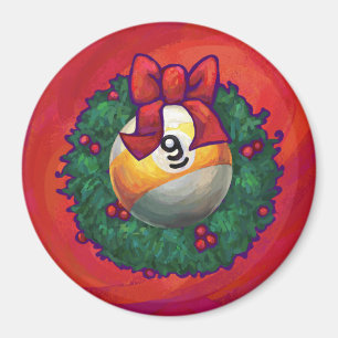 Nine Ball in kerstmis Wreaton Red Magneet