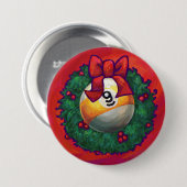 Nine Ball in kerstmis Wreaton Red Ronde Button 7,6 Cm (Voorkant /achterkant)