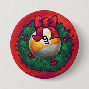 Nine Ball in kerstmis Wreaton Red Ronde Button 7,6 Cm