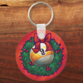 Nine Ball in kerstmis Wreaton Red Sleutelhanger (Voorkant)