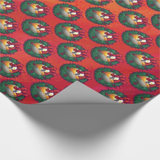 Nine Ball in Kerstmis WreatPattern op Red Cadeaupapier (Hoek)