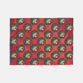 Nine Ball in Kerstmis WreatPattern op Red Fleece Deken (Voorkant (Horizontaal))