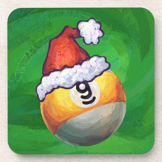 Nine Ball in Santa Hat op Green Bier Onderzetter (Voorkant)